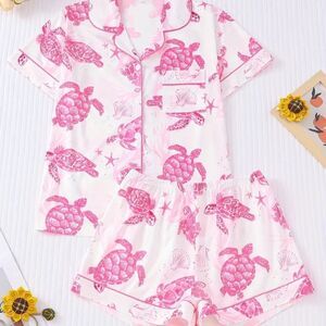 Women's Pink Turtle Print Pajama Set